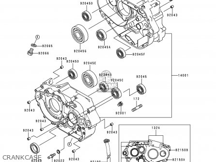 CRANKCASE - KLX250D4 KLX250R 1996 EUROPE UK FR