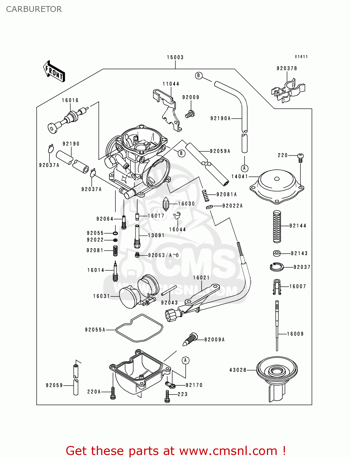 CARBURETOR KLX250D4 KLXR 1996 USA CANADA