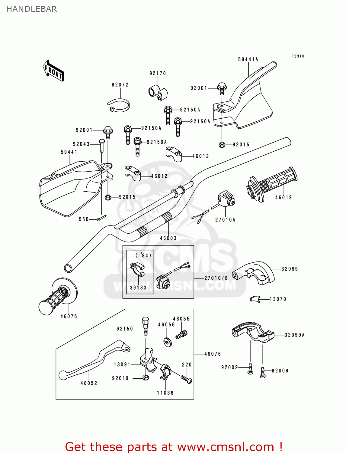 HANDLEBAR KLX250D4 KLXR 1996 USA CANADA