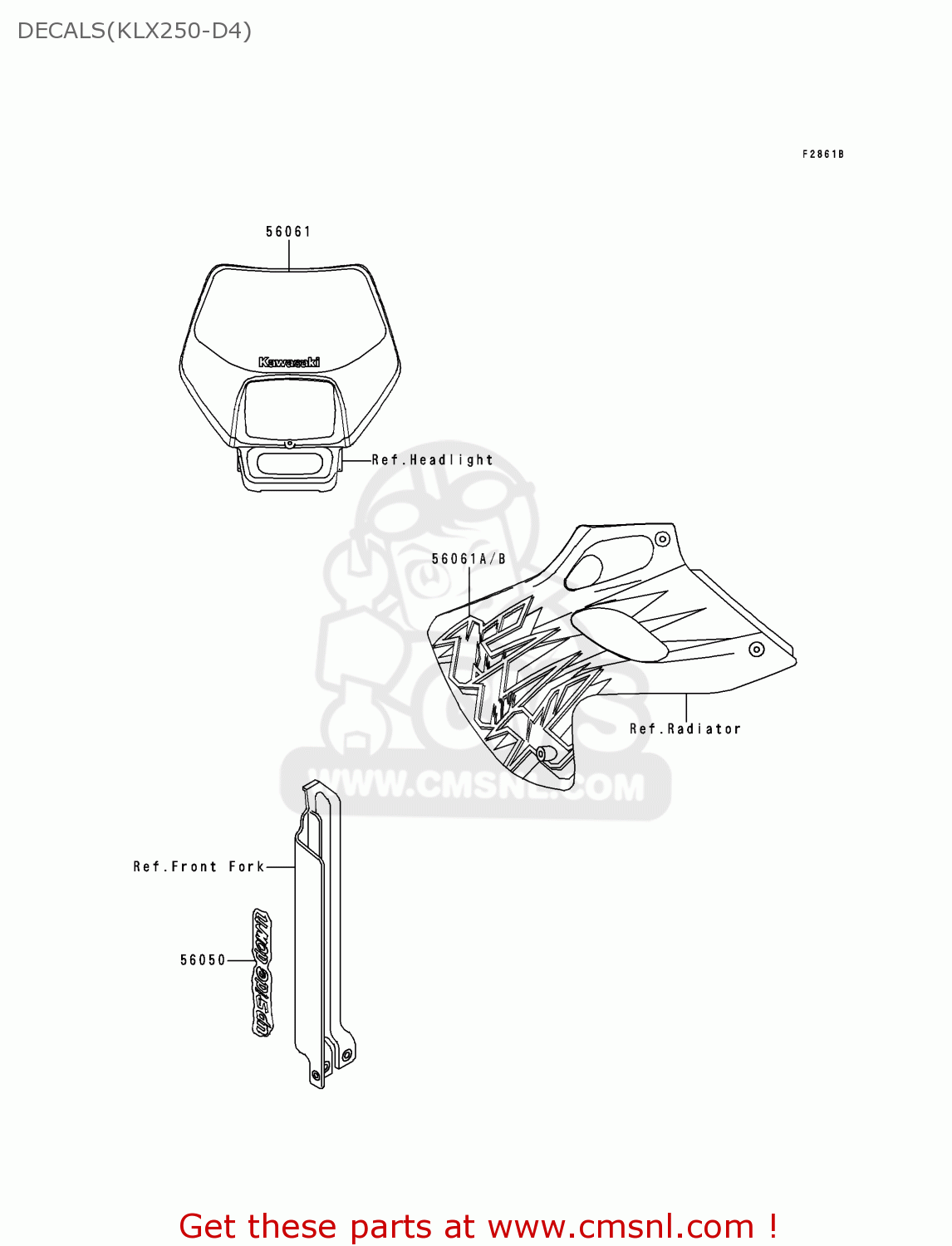 DECALS(KLX250-D4) KLX250D4 KLXR 1996 USA CANADA
