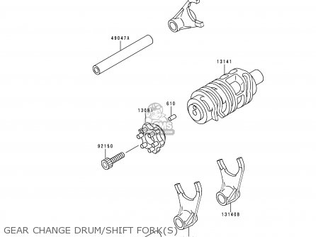 GEAR CHANGE DRUM/SHIFT FORK(S) - KLX250D4 KLXR 1996 USA CANADA