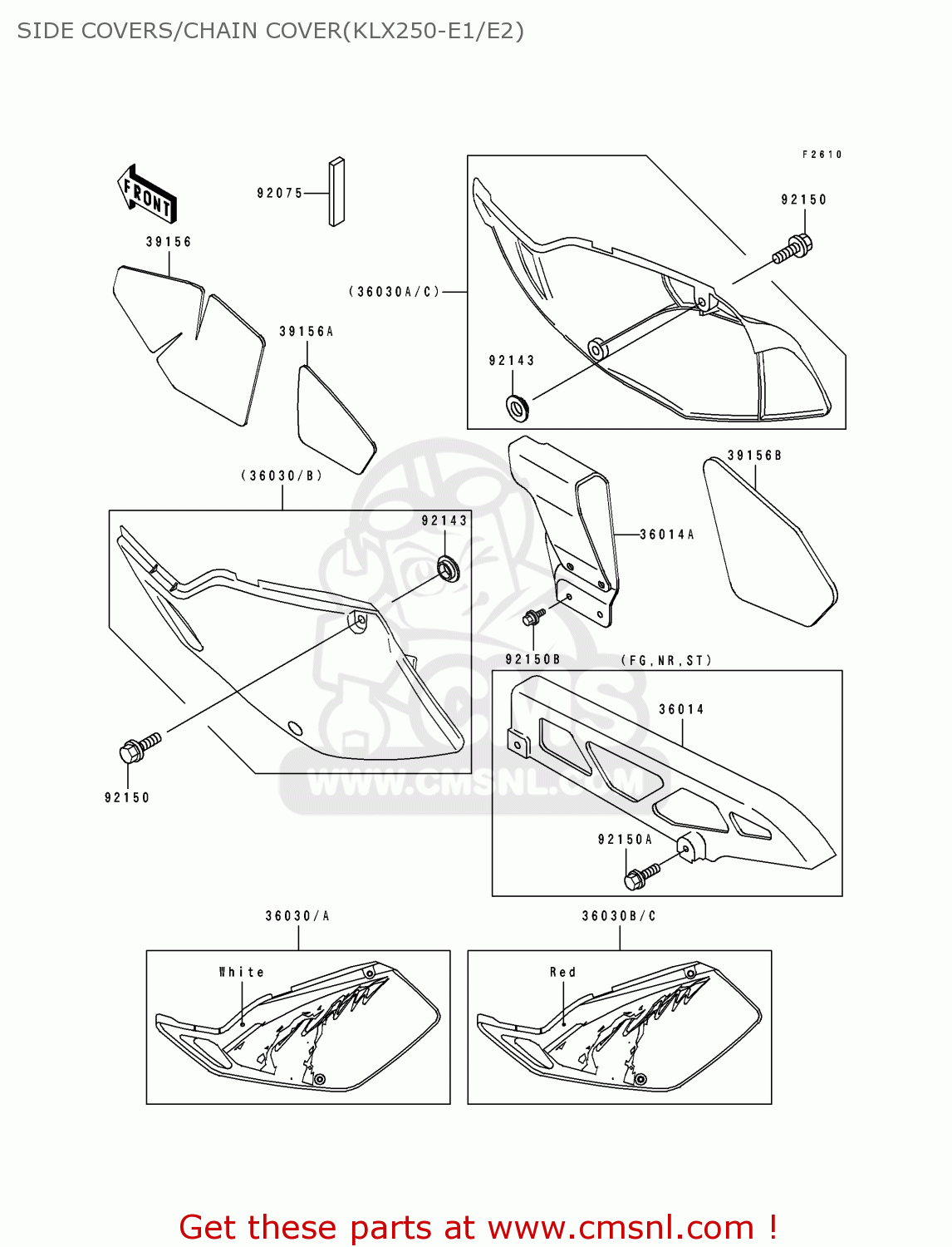 SIDE COVERS/CHAIN COVER(KLX250-E1/E2) KLX250E1 1993 NETHERLANDS AR FG GR IT NR ST