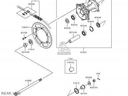 REAR HUB - KLX250E1 1993 NETHERLANDS AR FG GR IT NR ST