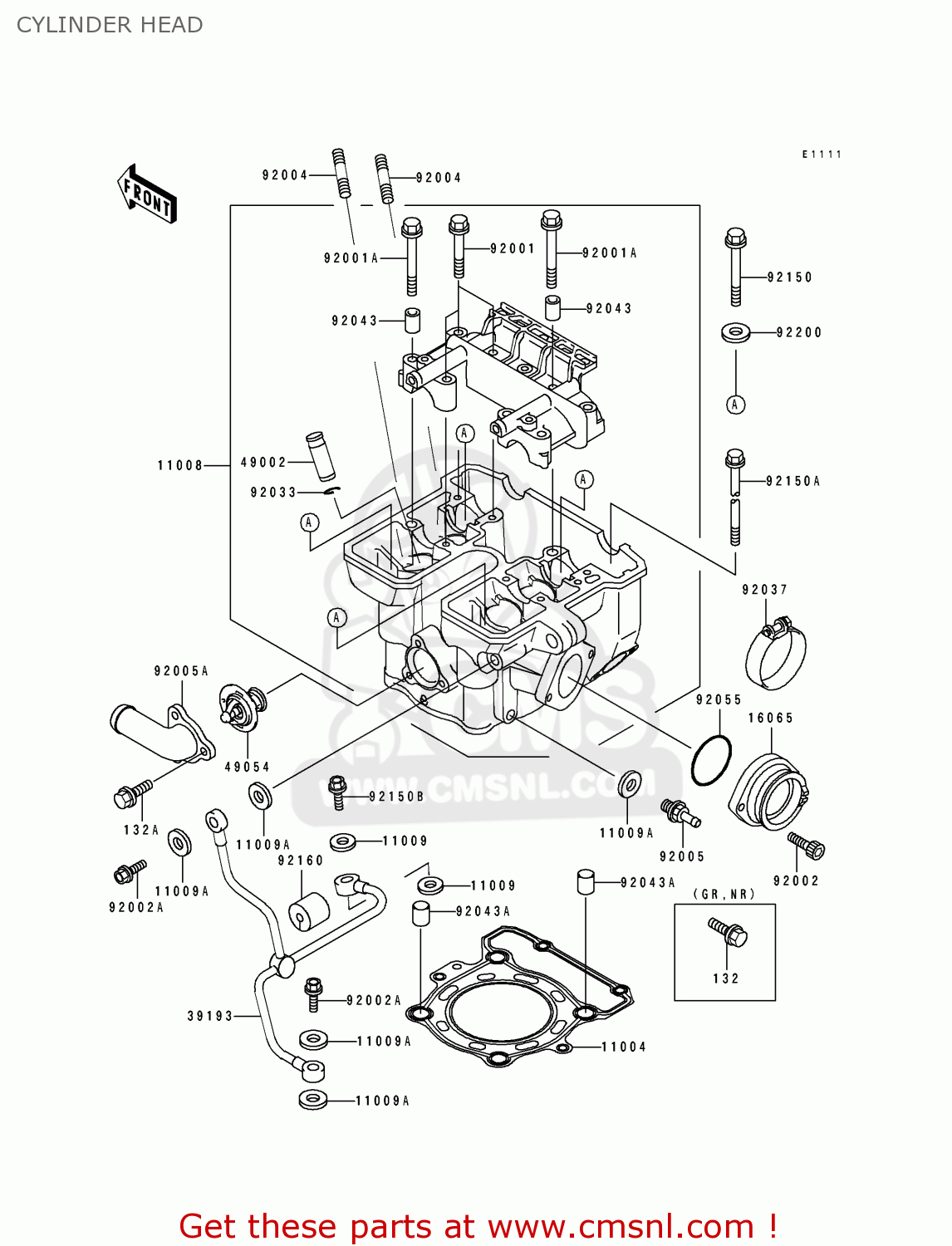 CYLINDER HEAD KLX250E2 1994 EUROPE NL AR FG GR IT