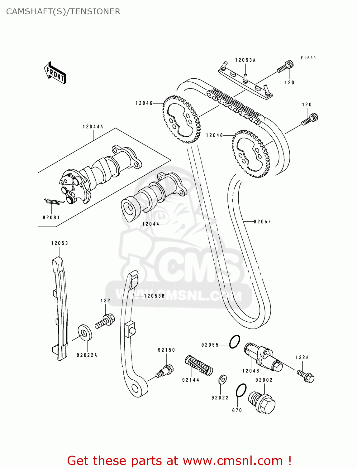 CAMSHAFT(S)/TENSIONER KLX250E2 1994 EUROPE NL AR FG GR IT