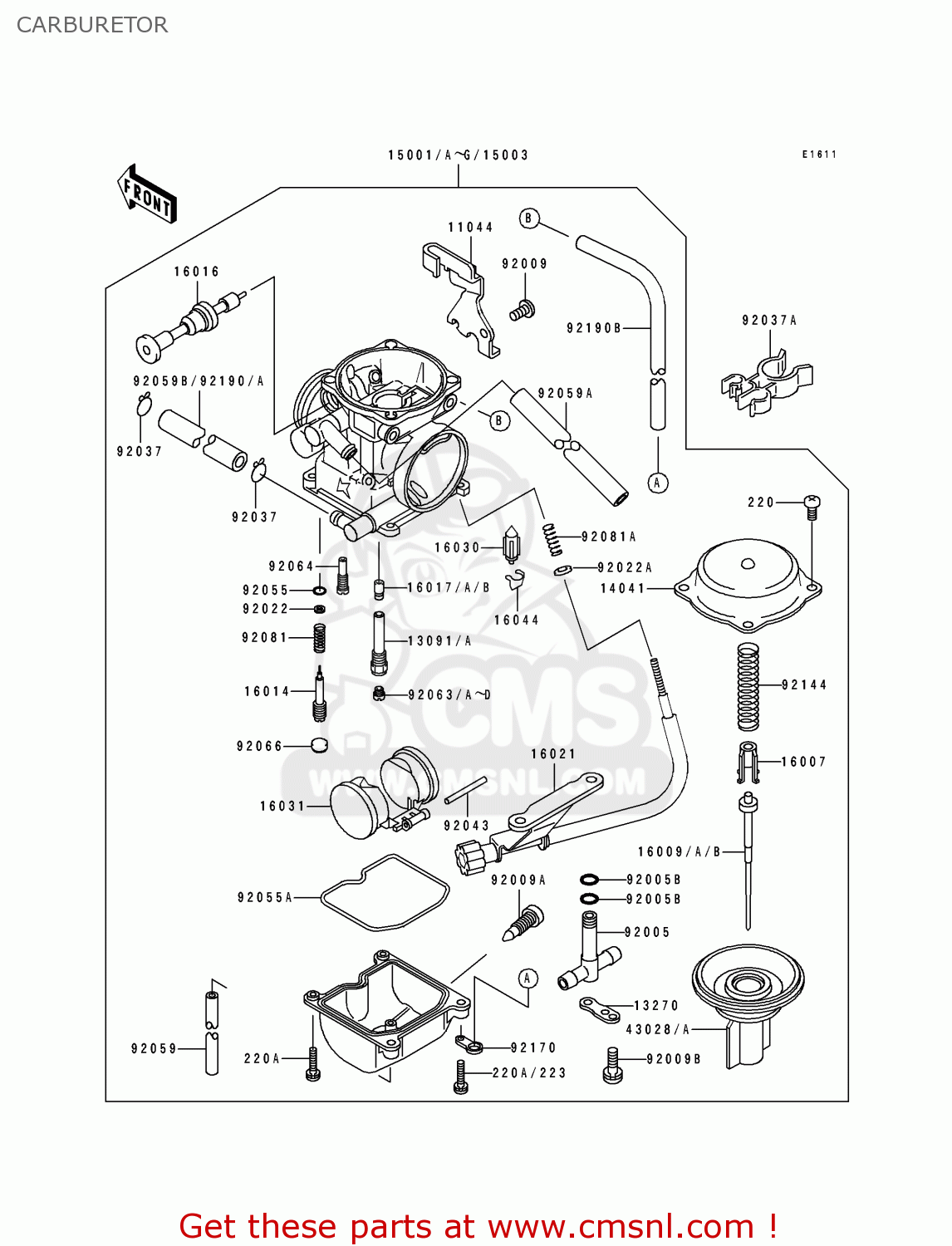 CARBURETOR KLX250E2 1994 EUROPE NL AR FG GR IT