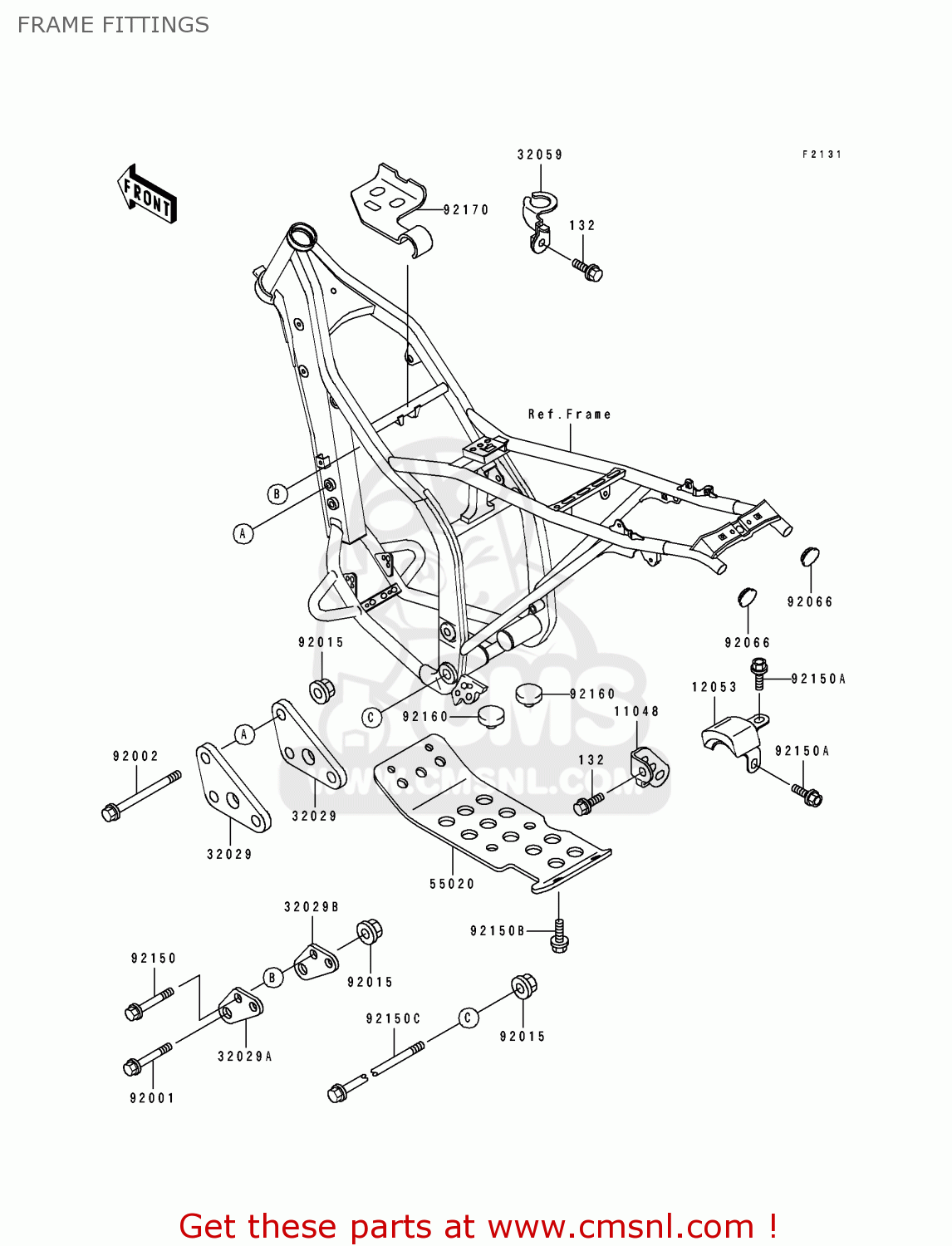 FRAME FITTINGS KLX250E2 1994 EUROPE NL AR FG GR IT