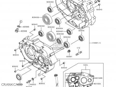 CRANKCASE - KLX250E2 1994 EUROPE NL AR FG GR IT