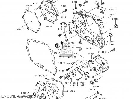 ENGINE COVER(S) - KLX250E2 1994 EUROPE NL AR FG GR IT