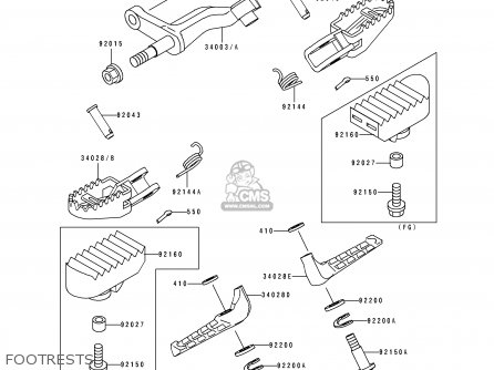 FOOTRESTS - KLX250E2 1994 EUROPE NL AR FG GR IT