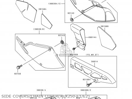SIDE COVERS/CHAIN COVER(KLX250-E1/E2) - KLX250E2 1994 EUROPE NL AR FG GR IT
