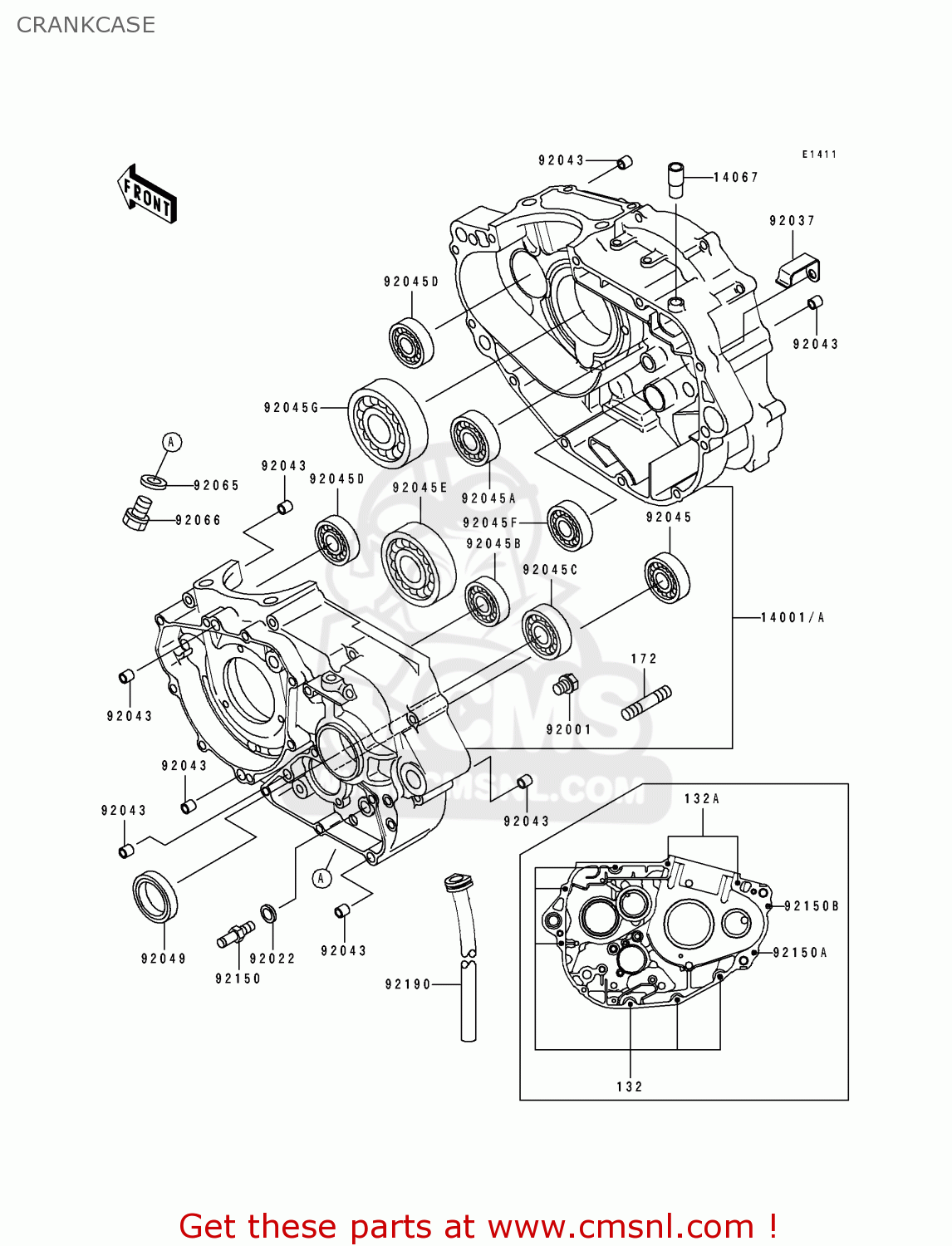 CRANKCASE KLX250E3 1995 EUROPE NL GR IT ST