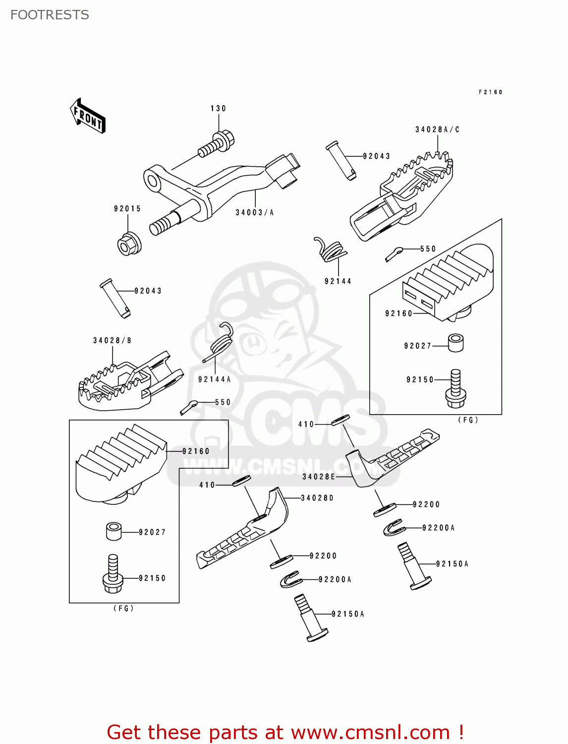 FOOTRESTS KLX250E3 1995 EUROPE NL GR IT ST