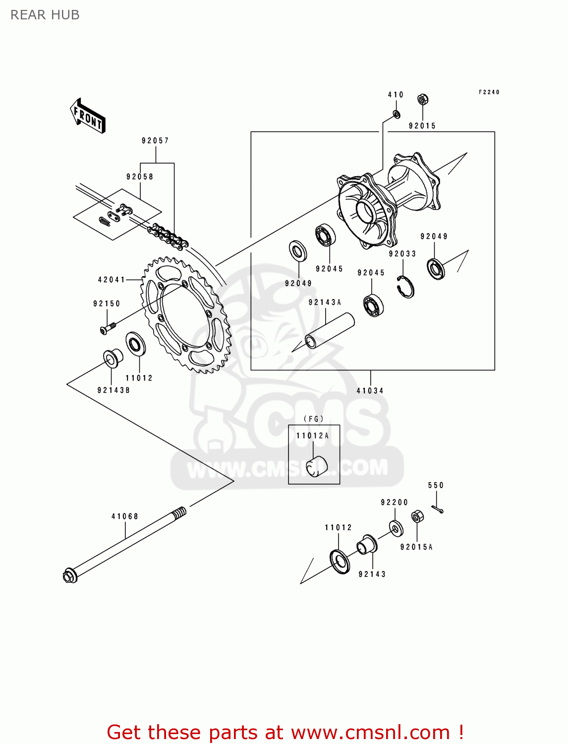 REAR HUB KLX250E3 1995 EUROPE NL GR IT ST