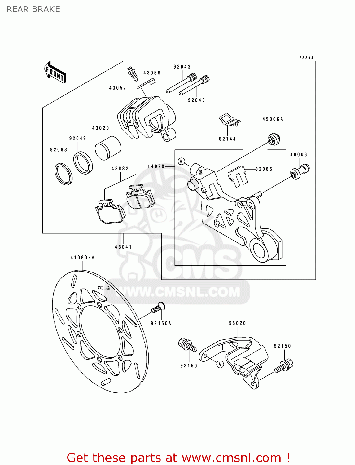 REAR BRAKE KLX250E3 1995 EUROPE NL GR IT ST