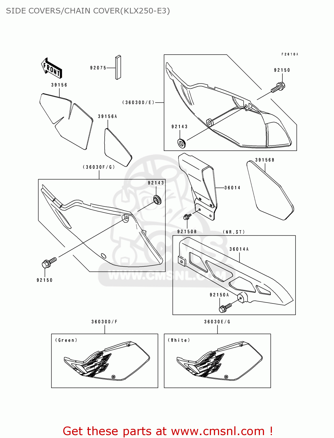 SIDE COVERS/CHAIN COVER(KLX250-E3) KLX250E3 1995 EUROPE NL GR IT ST
