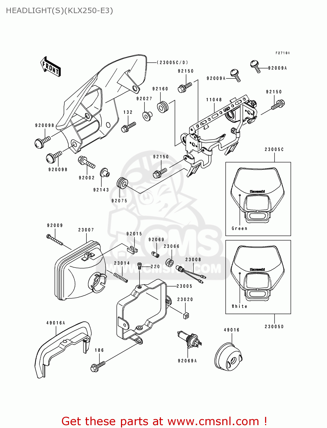 HEADLIGHT(S)(KLX250-E3) KLX250E3 1995 EUROPE NL GR IT ST