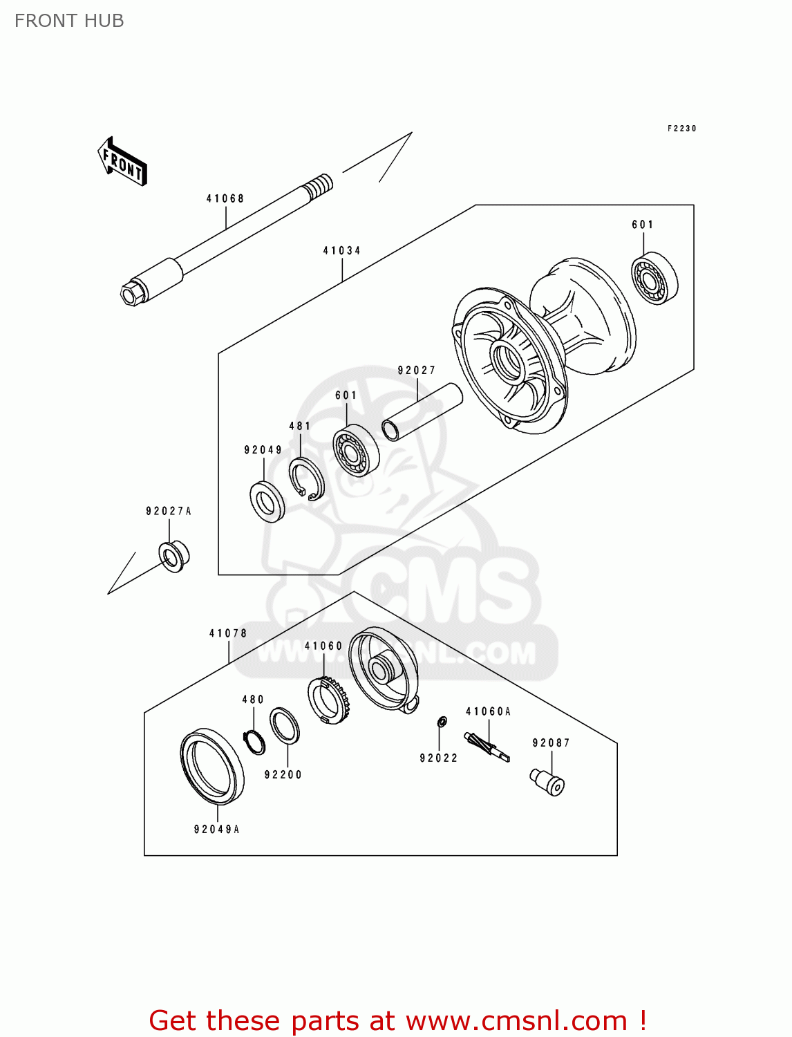 FRONT HUB KLX250G1 1994 UNITED KINGDOM ST