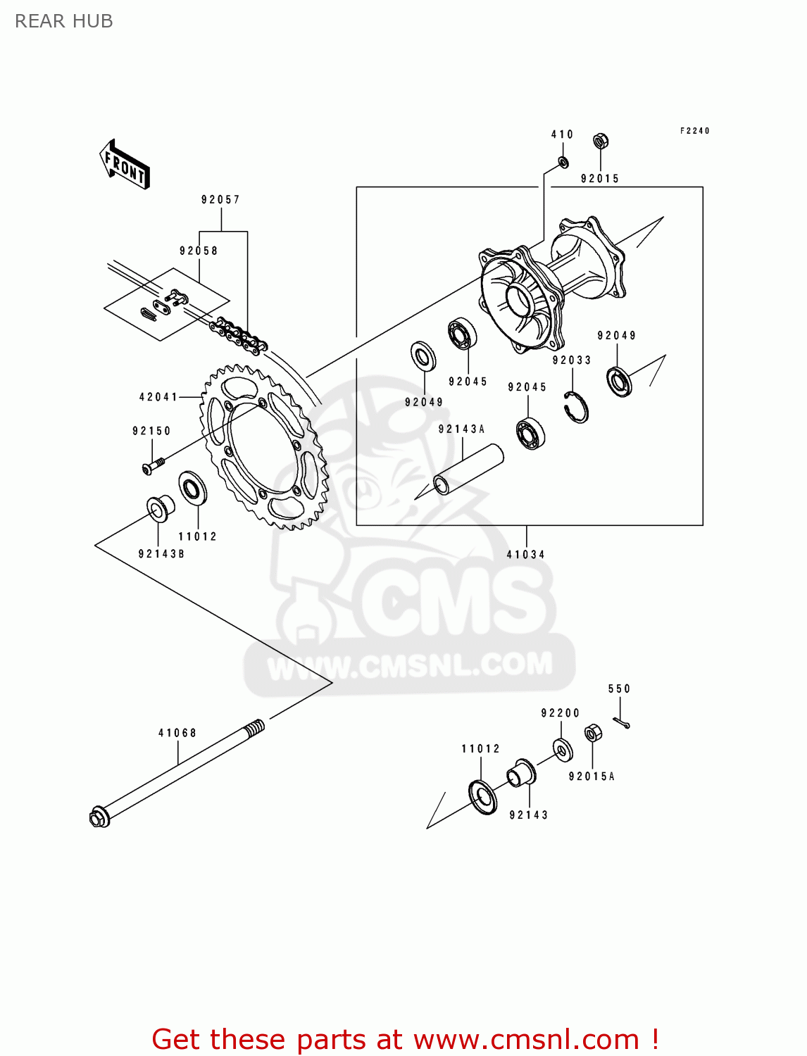 REAR HUB KLX250G1 1994 UNITED KINGDOM ST