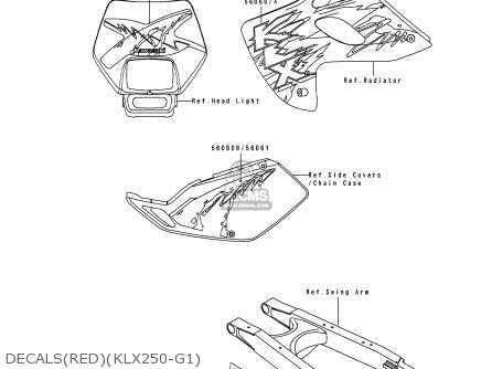 DECALS(RED)(KLX250-G1) - KLX250G1 1994 UNITED KINGDOM ST