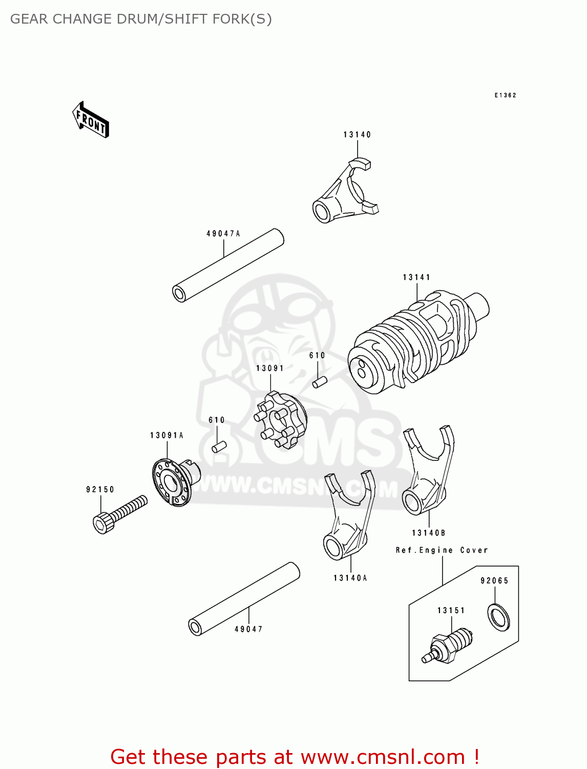 GEAR CHANGE DRUM/SHIFT FORK(S) KLX250G2 1995 UNITED KINGDOM AR