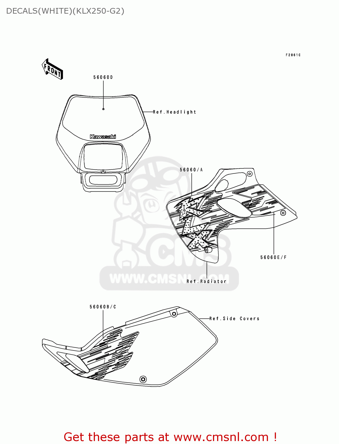 DECALS(WHITE)(KLX250-G2) KLX250G2 1995 UNITED KINGDOM AR