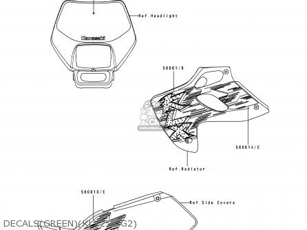 DECALS(GREEN)(KLX250-G2) - KLX250G2 1995 UNITED KINGDOM AR
