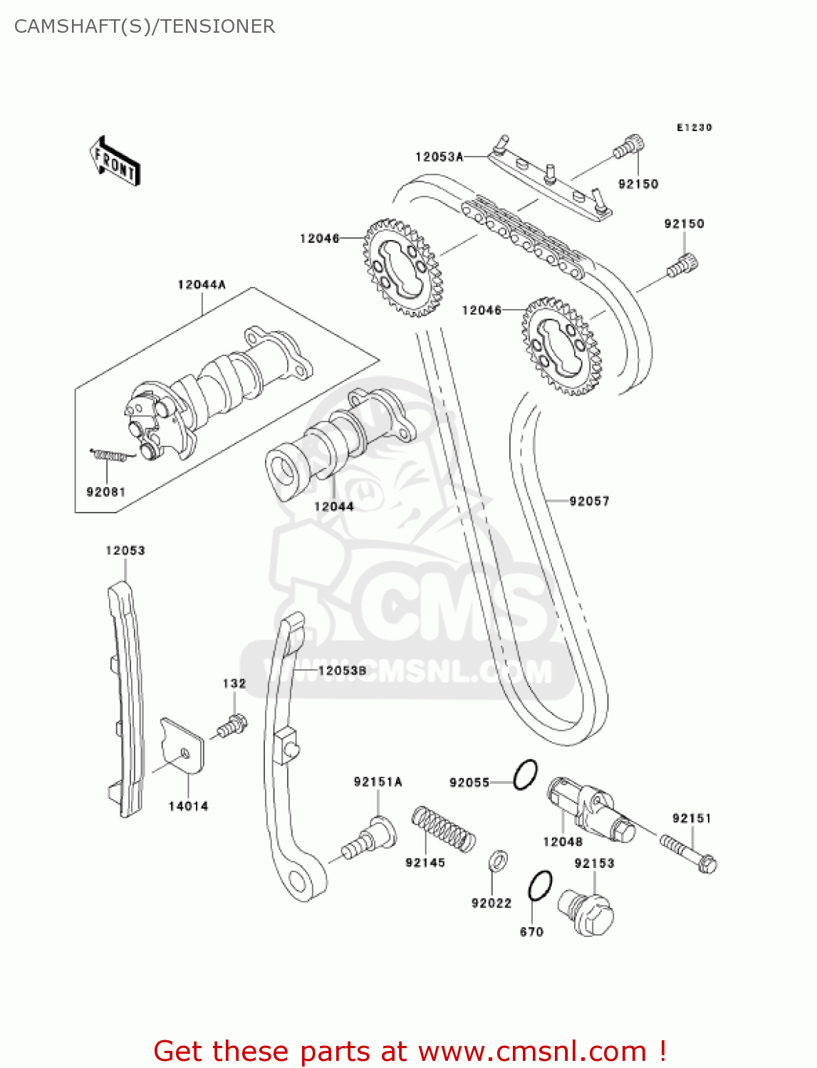 CAMSHAFT(S)/TENSIONER KLX250H6F KLX250S 2006 USA CANADA