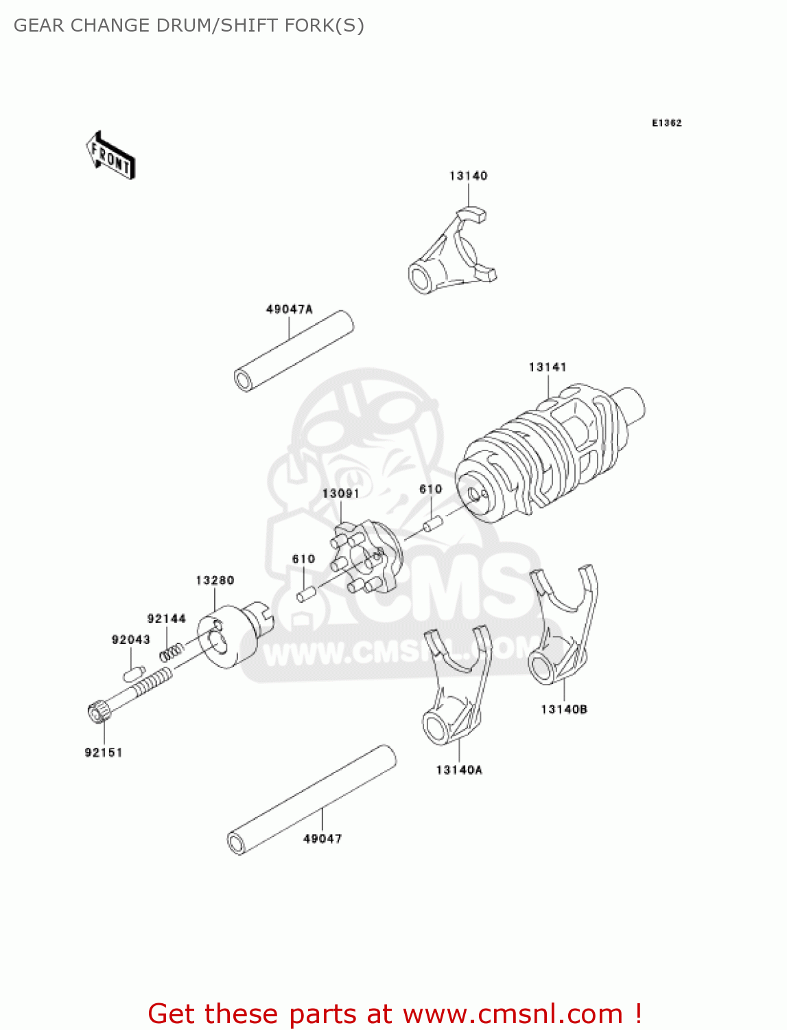 GEAR CHANGE DRUM/SHIFT FORK(S) KLX250H6F KLX250S 2006 USA CANADA
