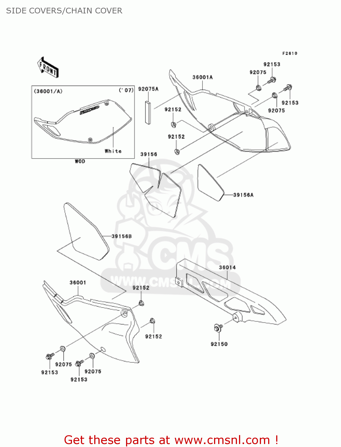 SIDE COVERS/CHAIN COVER KLX250H6F KLX250S 2006 USA CANADA