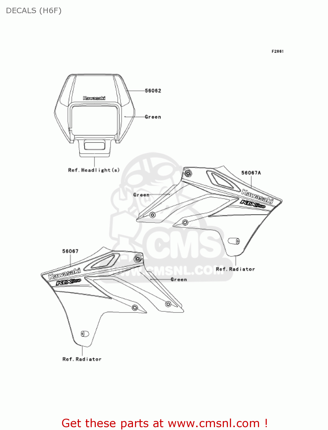 DECALS (H6F) KLX250H6F KLX250S 2006 USA CANADA