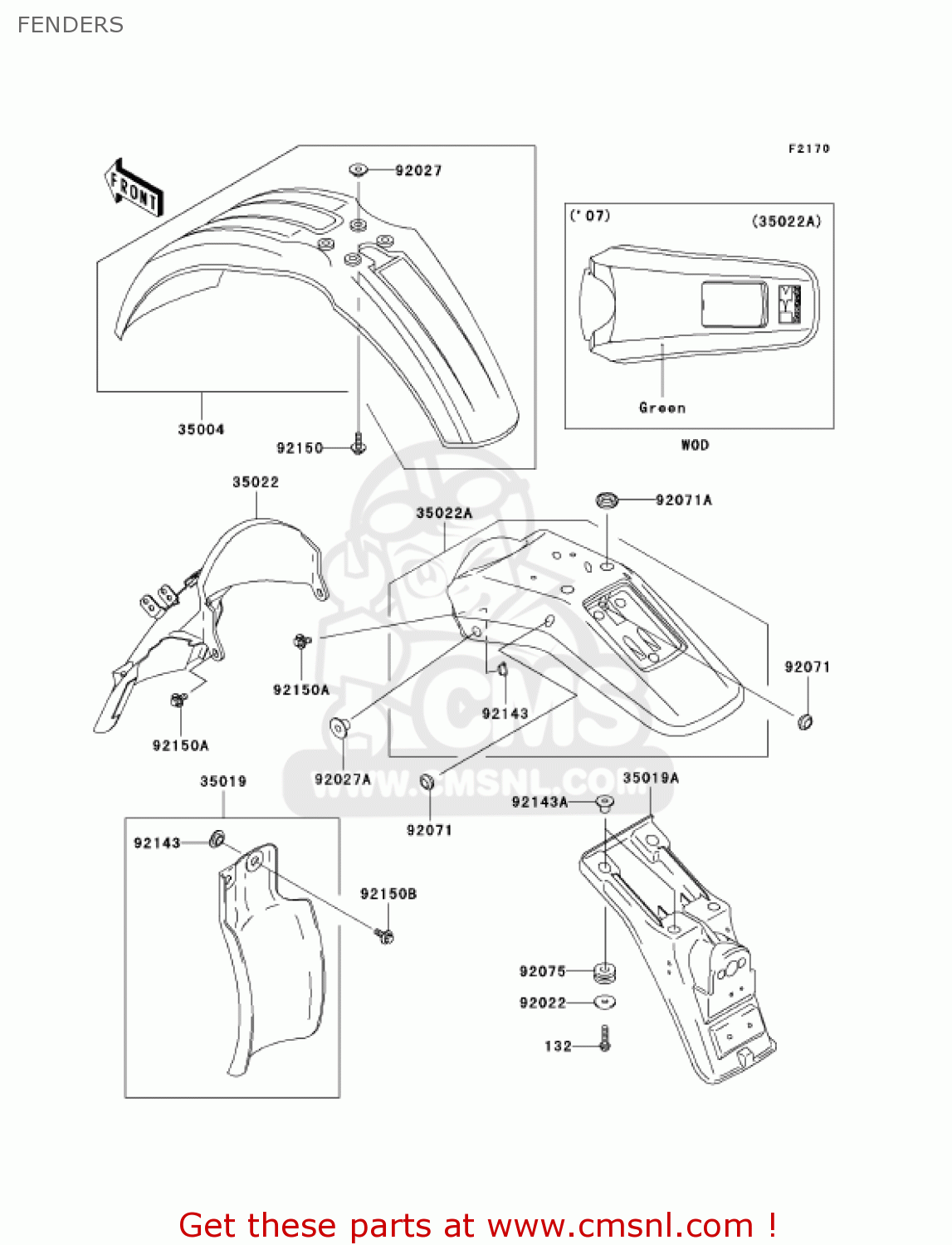 FENDERS KLX250H6F KLX250S 2006 USA CANADA