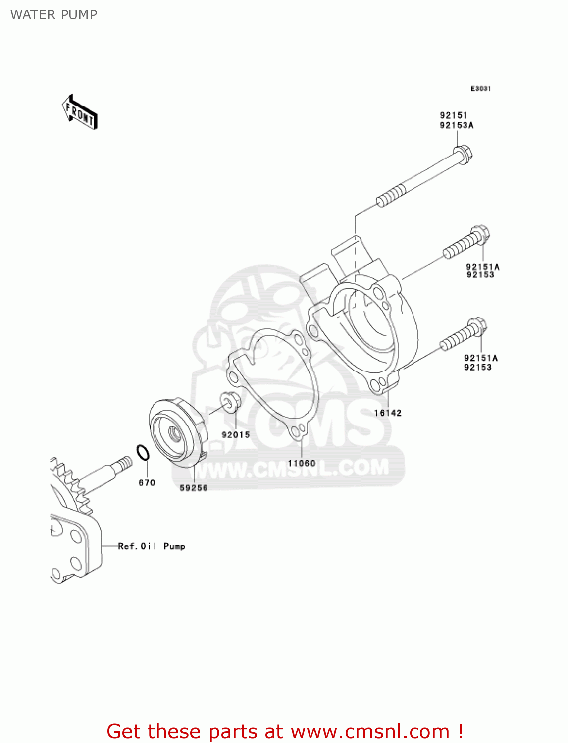 WATER PUMP KLX250H6F KLX250S 2006 USA CANADA