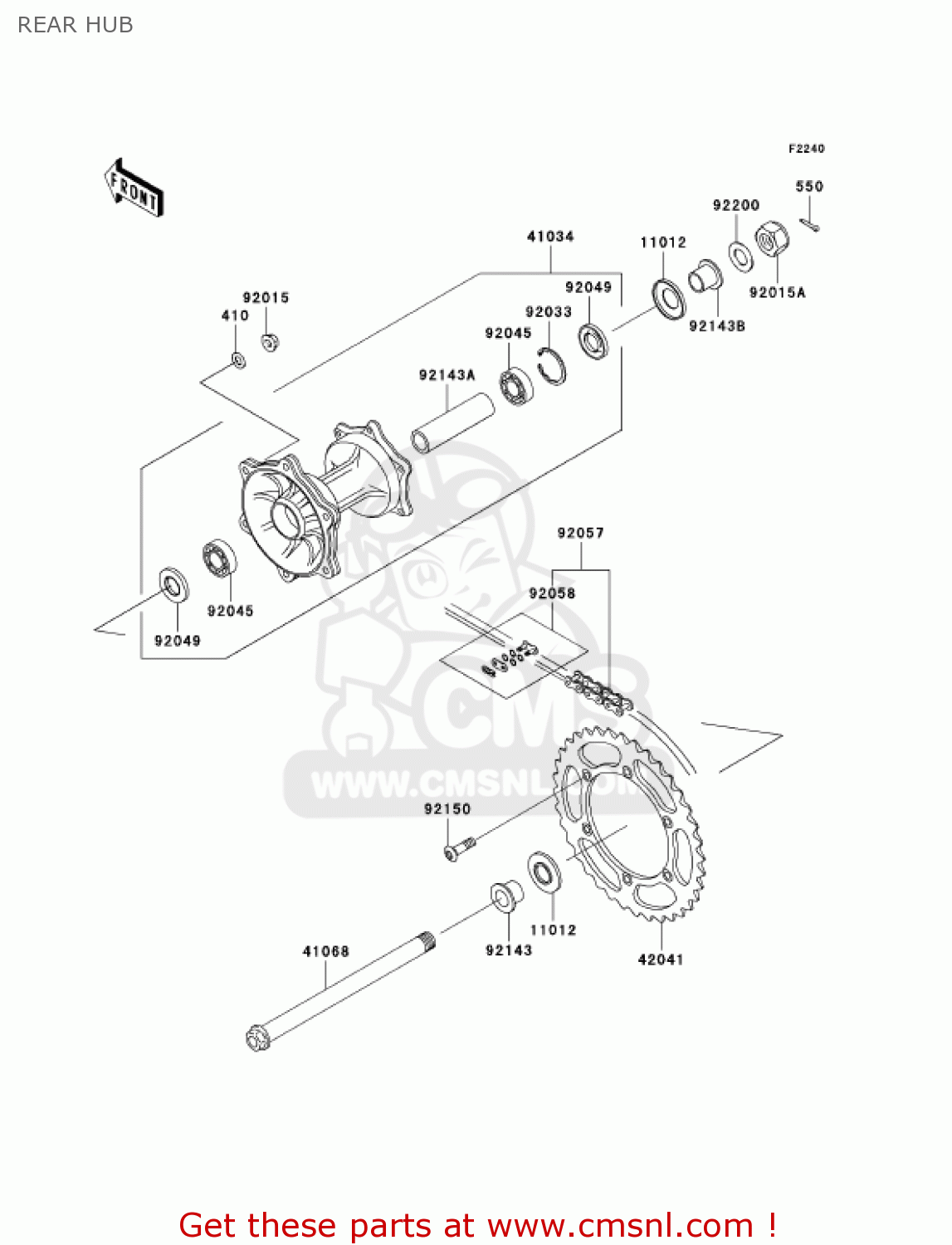 REAR HUB KLX250H6F KLX250S 2006 USA CANADA