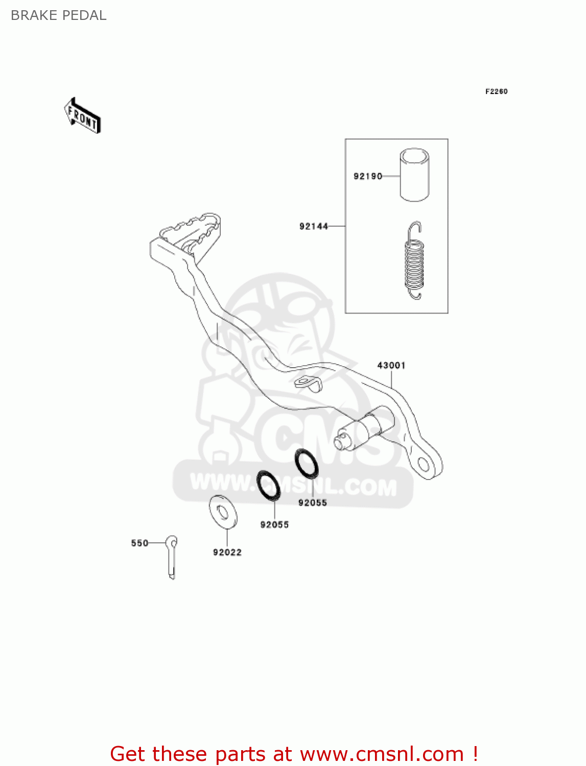 BRAKE PEDAL KLX250H6F KLX250S 2006 USA CANADA