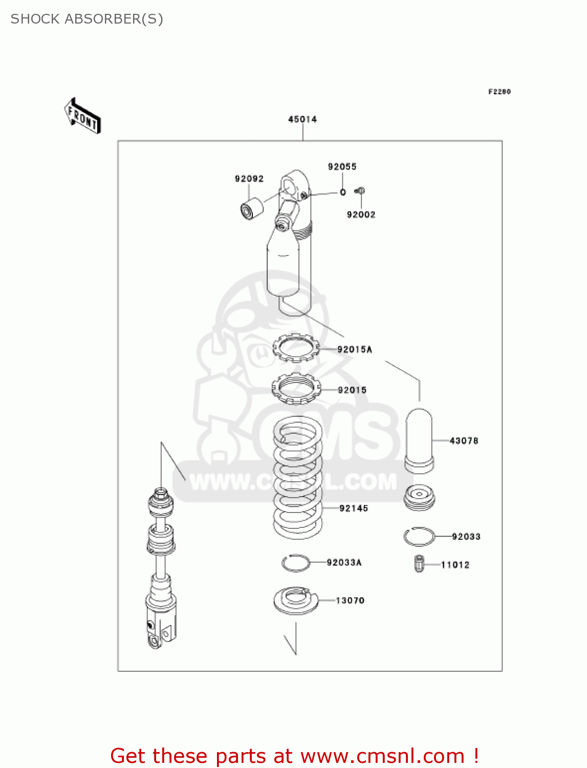 SHOCK ABSORBER(S) KLX250H6F KLX250S 2006 USA CANADA