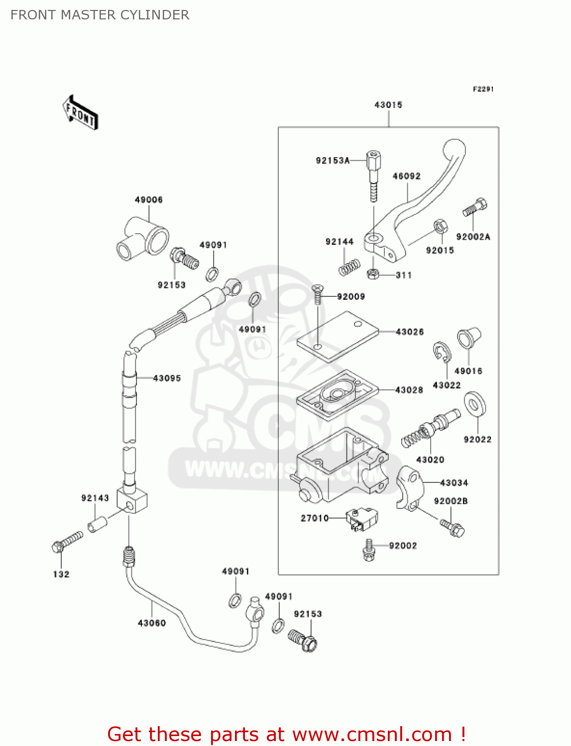 FRONT MASTER CYLINDER KLX250H6F KLX250S 2006 USA CANADA