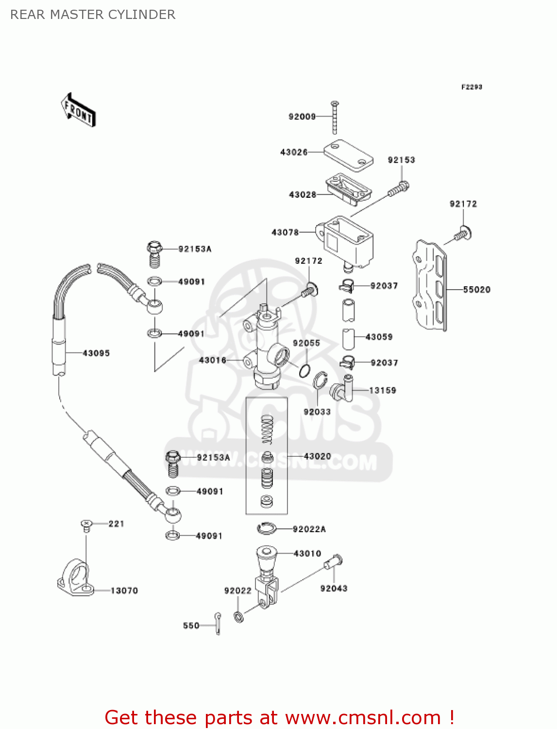 REAR MASTER CYLINDER KLX250H6F KLX250S 2006 USA CANADA