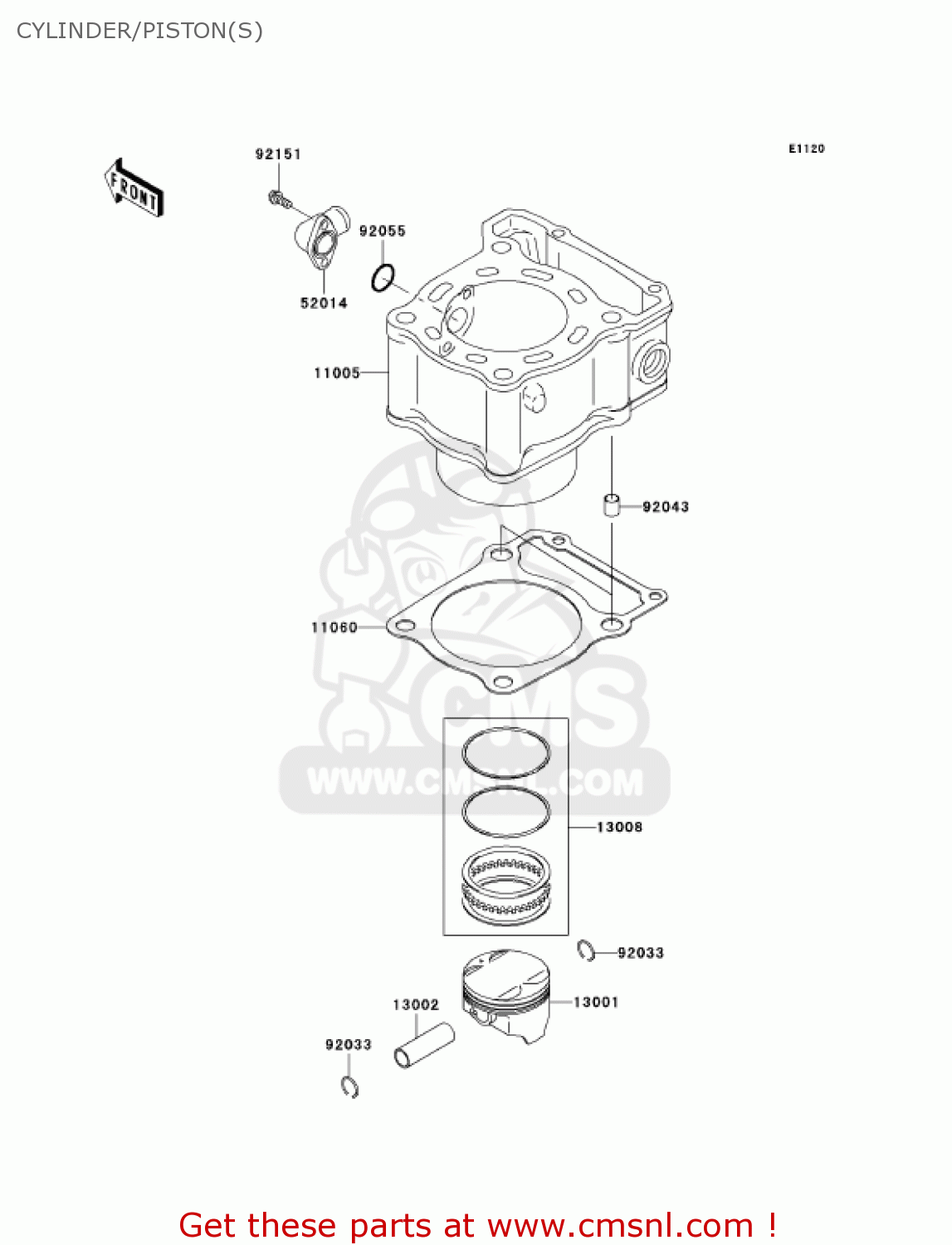 CYLINDER/PISTON(S) KLX250H6F KLX250S 2006 USA CANADA
