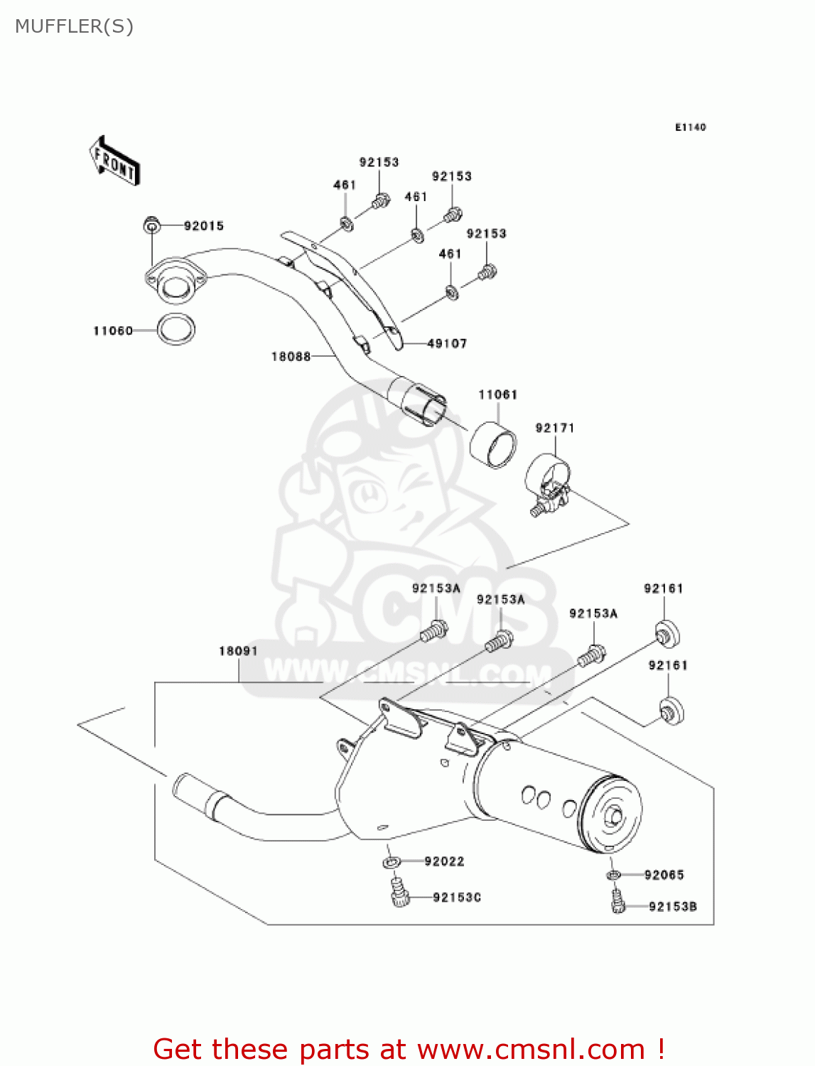 MUFFLER(S) KLX250H6F KLX250S 2006 USA CANADA