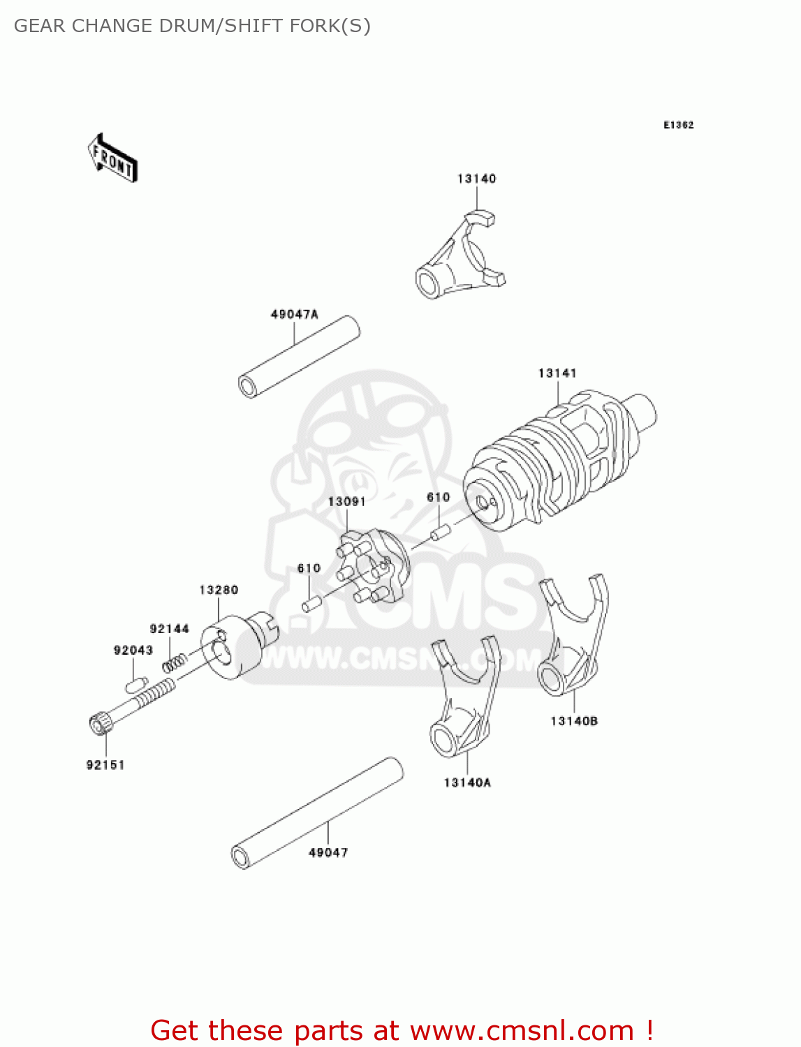 GEAR CHANGE DRUM/SHIFT FORK(S) KLX250H7F KLX250S 2007 USA CANADA