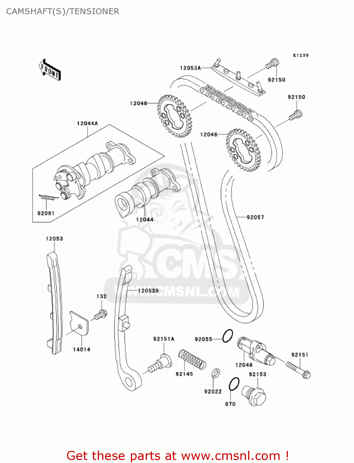 CAMSHAFT(S)/TENSIONER KLX250H7F KLX250S 2007 USA CANADA