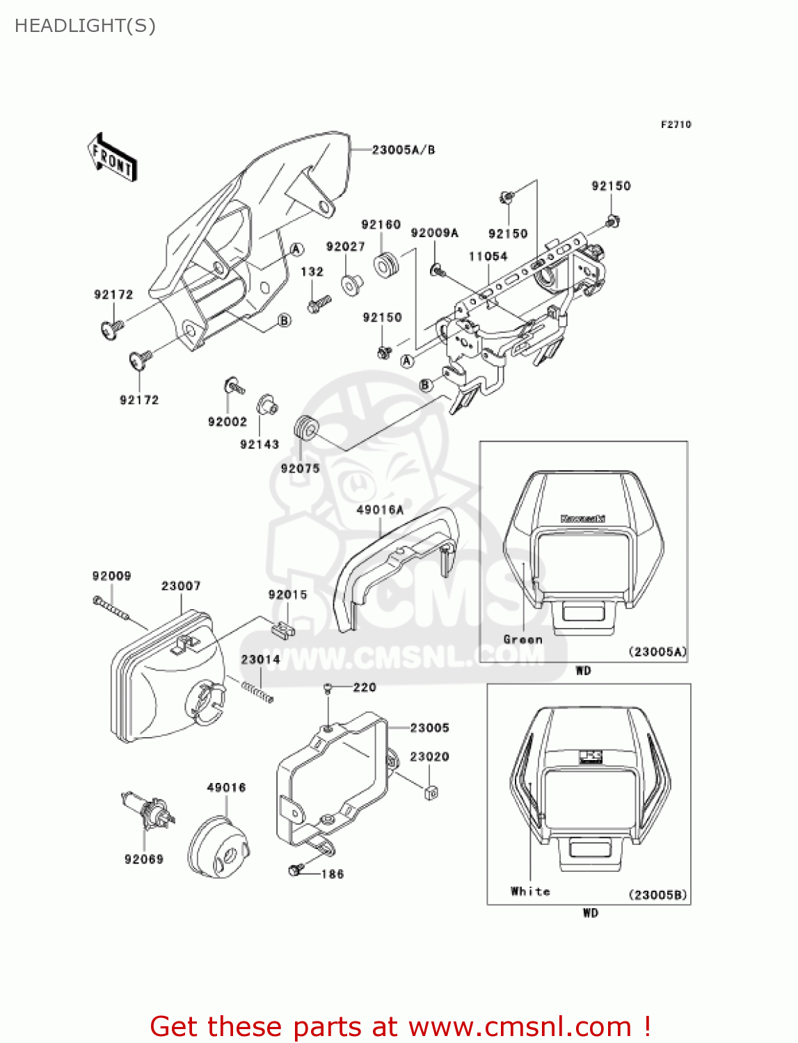HEADLIGHT(S) KLX250H7F KLX250S 2007 USA CANADA