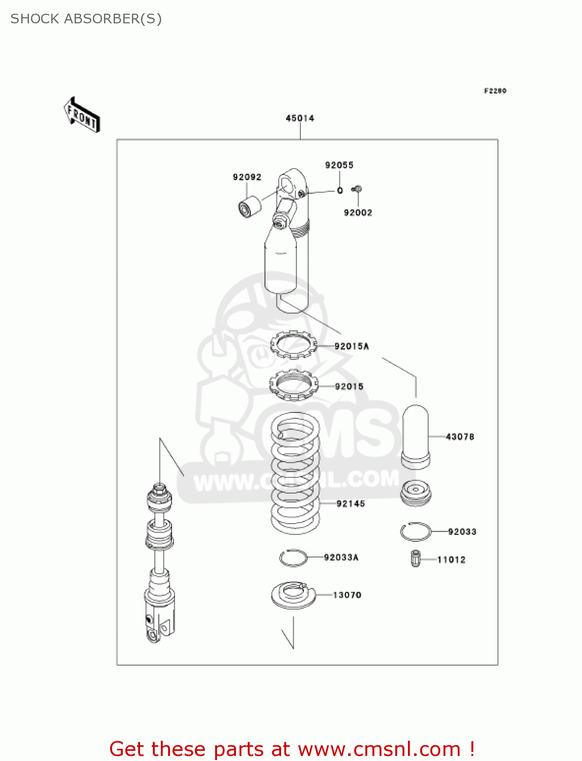 SHOCK ABSORBER(S) KLX250H7F KLX250S 2007 USA CANADA