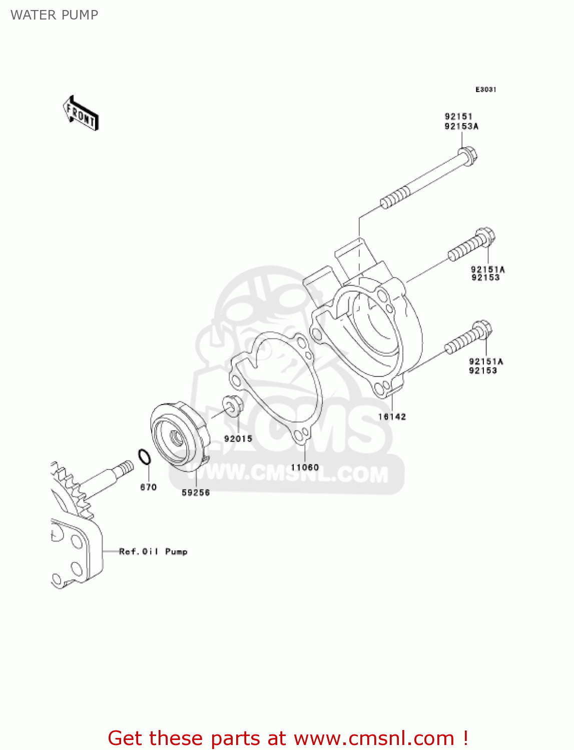 WATER PUMP KLX250H7F KLX250S 2007 USA CANADA