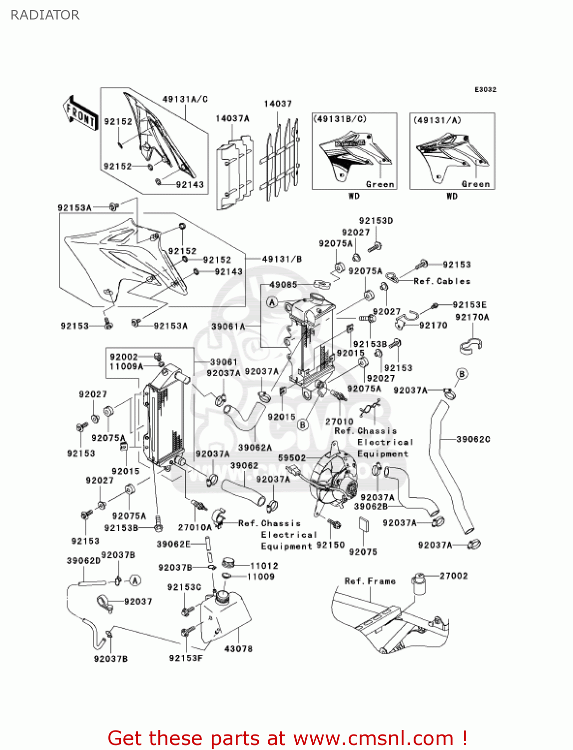 RADIATOR KLX250H7F KLX250S 2007 USA CANADA