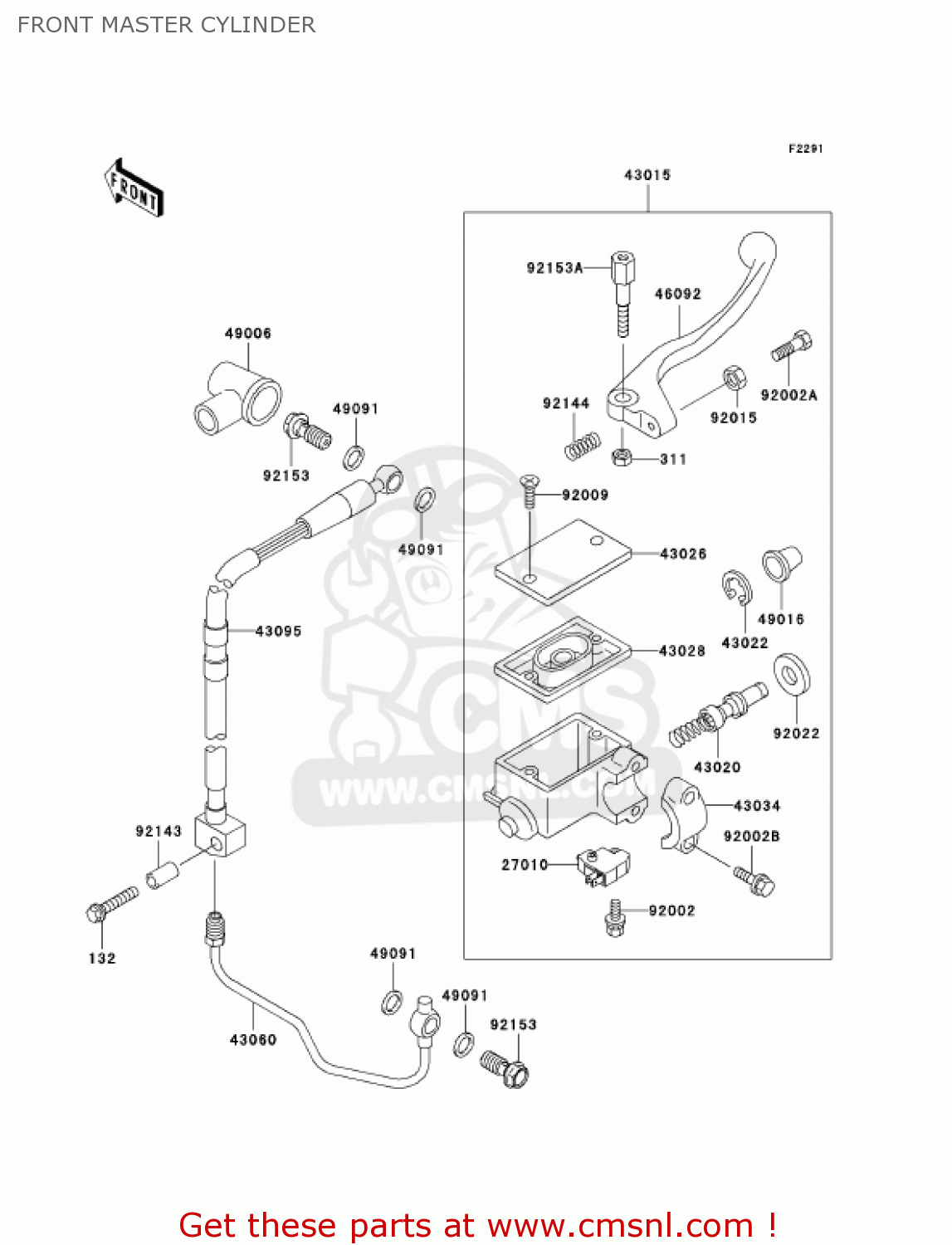 FRONT MASTER CYLINDER KLX250H7F KLX250S 2007 USA CANADA