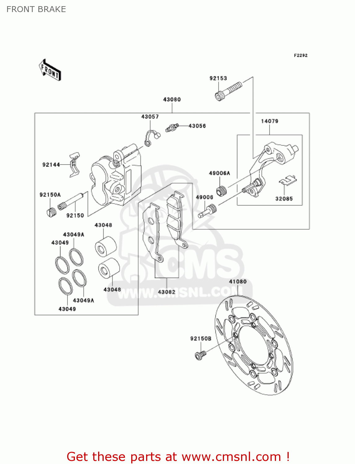 FRONT BRAKE KLX250H7F KLX250S 2007 USA CANADA