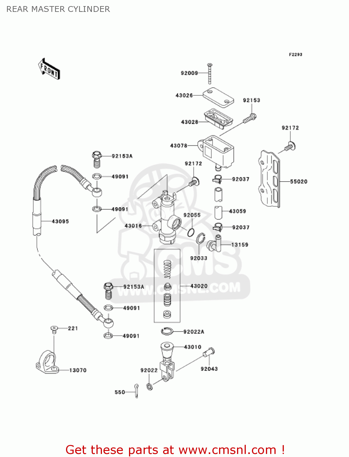 REAR MASTER CYLINDER KLX250H7F KLX250S 2007 USA CANADA