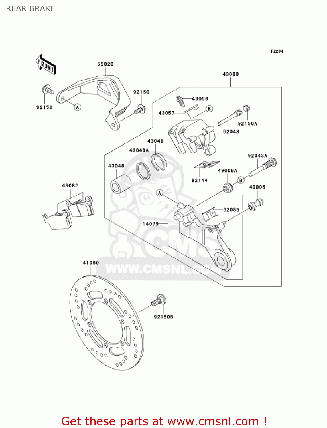 REAR BRAKE KLX250H7F KLX250S 2007 USA CANADA